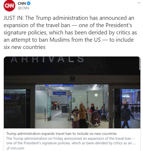 افزوده شدن ۶ کشور به فهرست ممنوعیت سفر به آمریکا