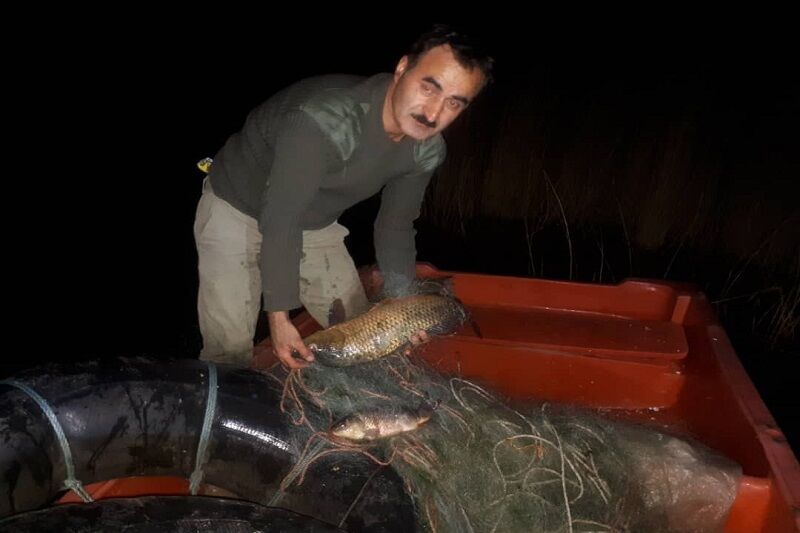 کشف ۵۰۰ متر تور ماهیگیری در تالاب بین ‌المللی کانی ‌برازان مهاباد