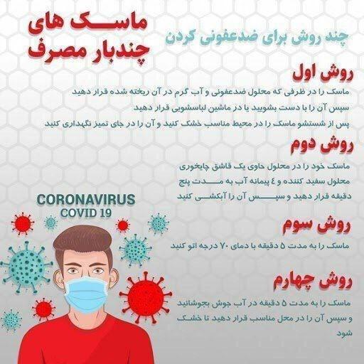 روشهاي ضدعفونی کردن ماسکهای چند بار مصرف روشهاي ضدعفونی کردن ماسکهای چند بار مصرف