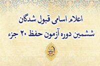 اسامی راه یافتگان مرحله نهایی آزمون حفظ ۲۰ جزء مهد قرآن