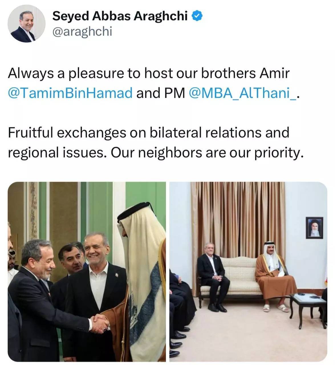 عراقچی: همسایگان ما اولویت ما هستند