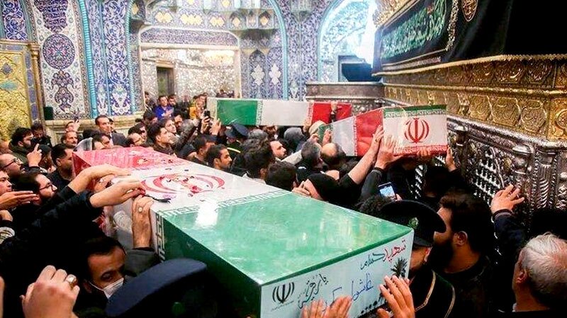 وداع با پیکر مطهر هفت شهید گمنام در حرم حضرت معصومه(س)