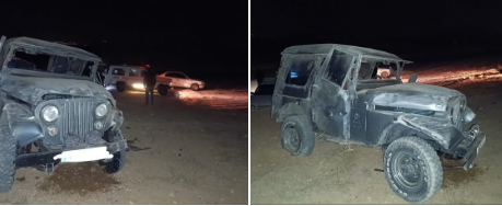 امدادرسانی به مصدومان واژگونی خودروی جیپ در محور سامان