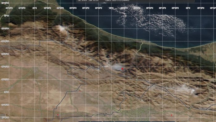 تصاویر ماهواره ای ناسا از منطقه دچار آتش سوزی در جنگل های الیت در جنوب چالوس